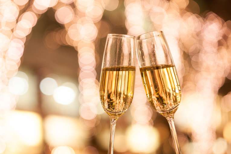 Champagne Glasses on bokeh background
