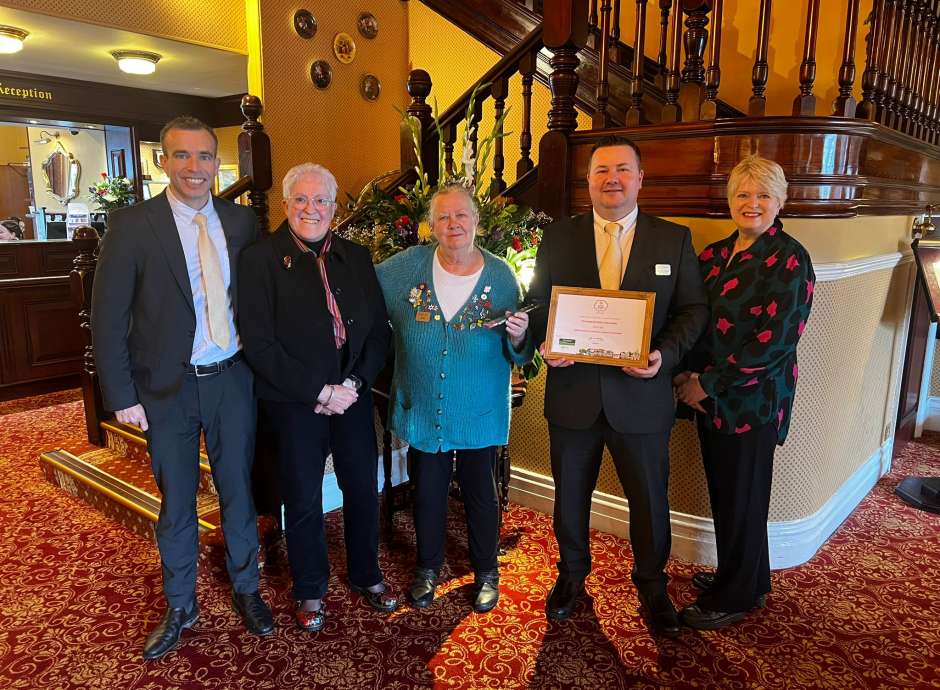 Hotel staff with Barnstaple in bloom award