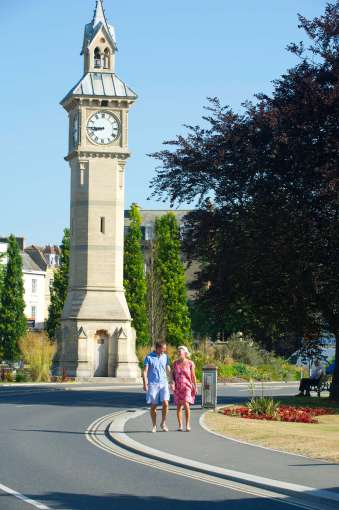 Imperial Hotel Couple Walking by Barnstaple Square Clock Tower