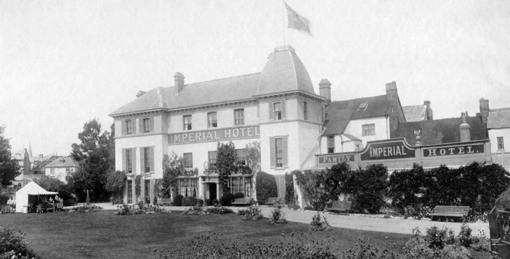 Old Black and White Photo of The Imperial Hotel in Barnstaple North Devon