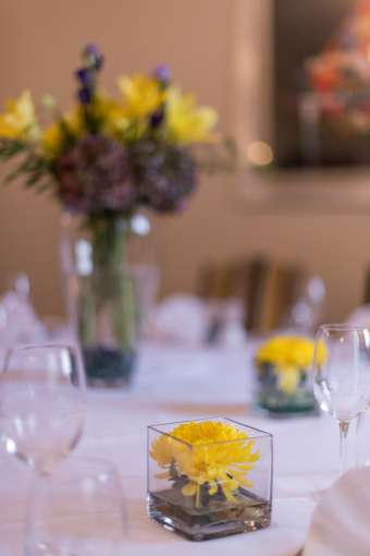 Grenville room flower details on table set up for event 