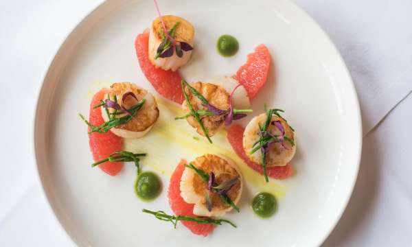 Imperial Hotel Restaurant Dining King Scallops and Pink Grapefruit