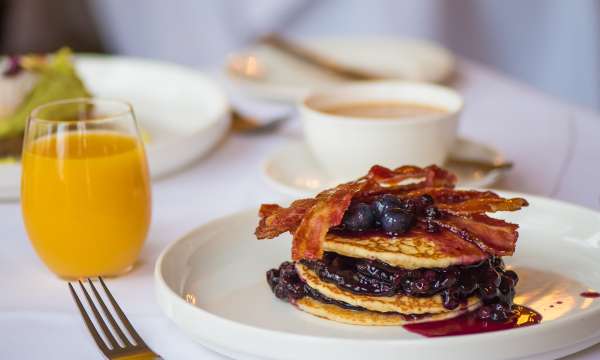 Pancakes and Orange Juice at Arlington Restaurant