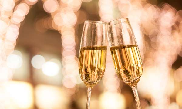 Champagne Glasses on bokeh background