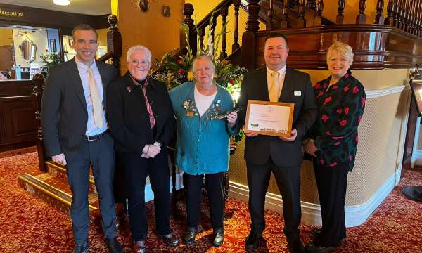 Hotel staff with Barnstaple in bloom award