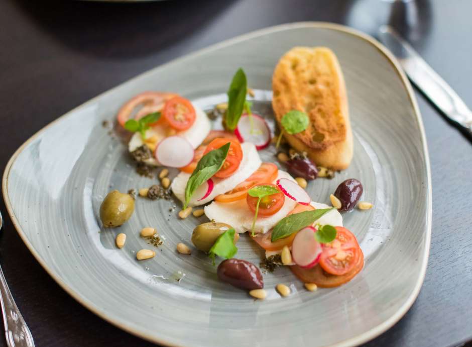 Imperial Hotel Restaurant Dining Tomato and Mozzarella with Olives