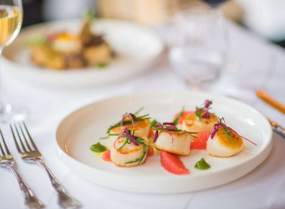Imperial Hotel Restaurant Dining King Scallops and Pink Grapefruit