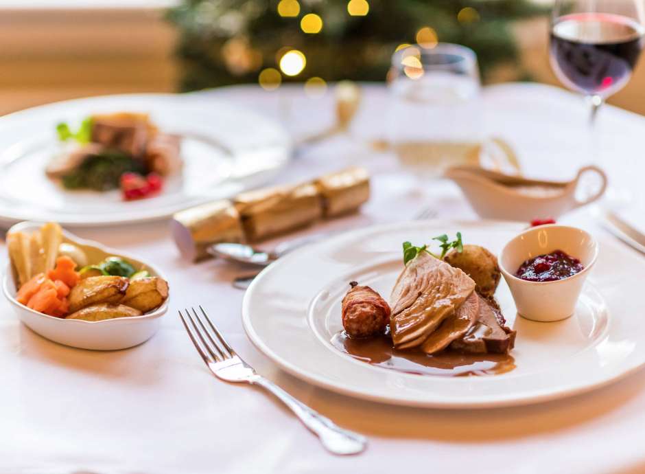 Imperial Hotel Restaurant Dining Festive Christmas Roast Turkey and Vegetables