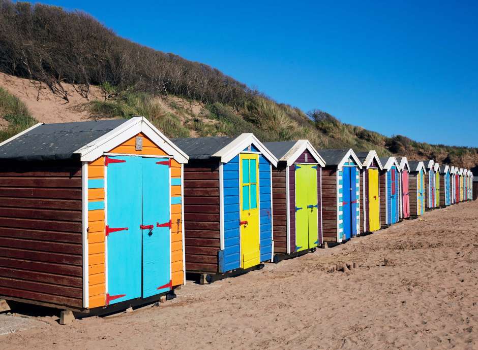 Beach Huts on Saunton Sands Beach North Devon