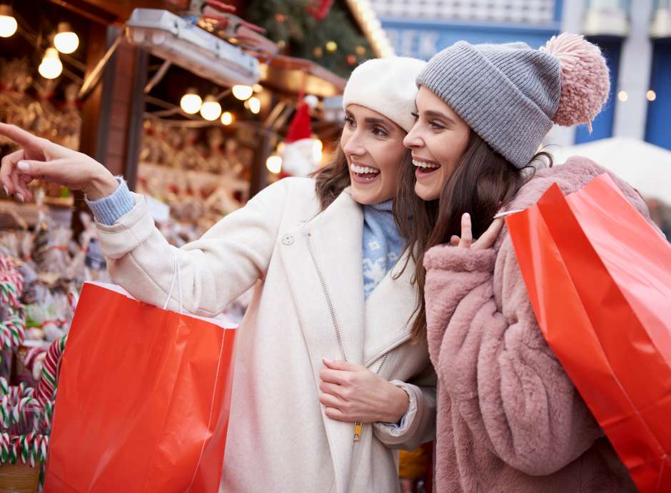 Two ladies at Christmas market 