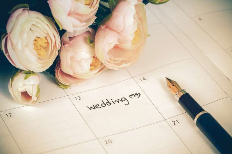 Calendar with wedding day marked out